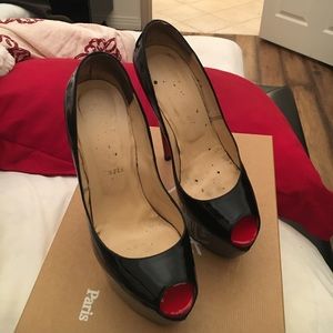 Authentic Christian Louboutin black patent heels
